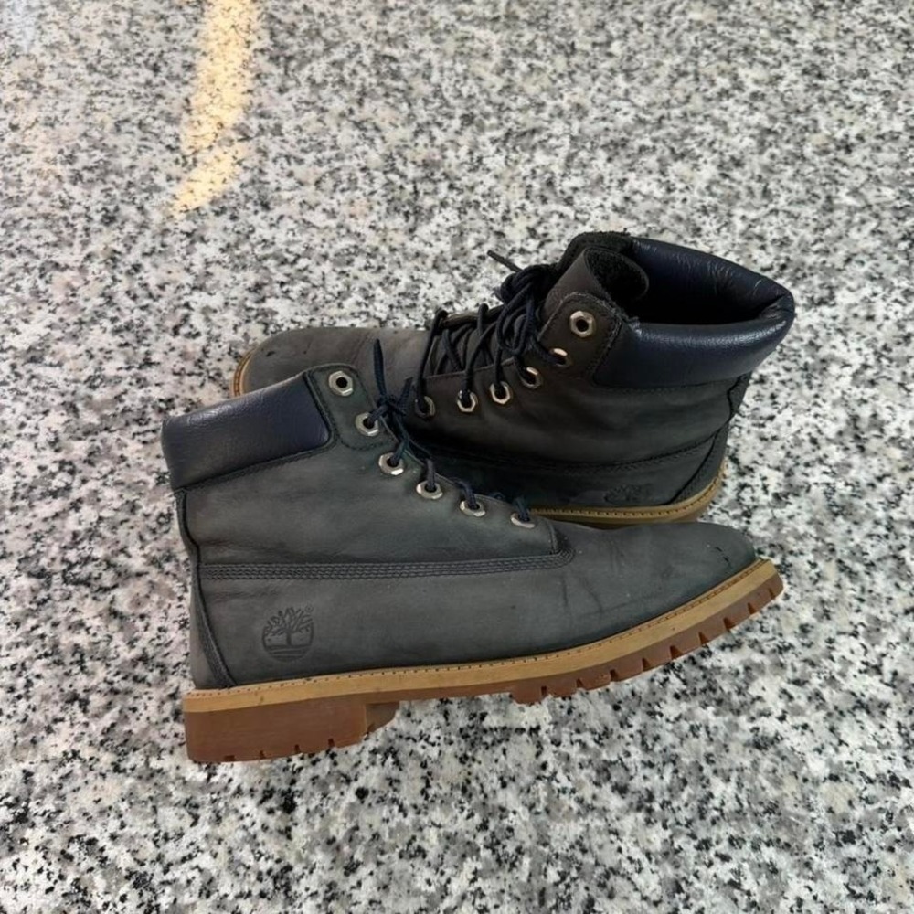 Timberland Olive Grey 6" Nubuck Premium Waterproof Boots Youth 6 (Women's 7.5)